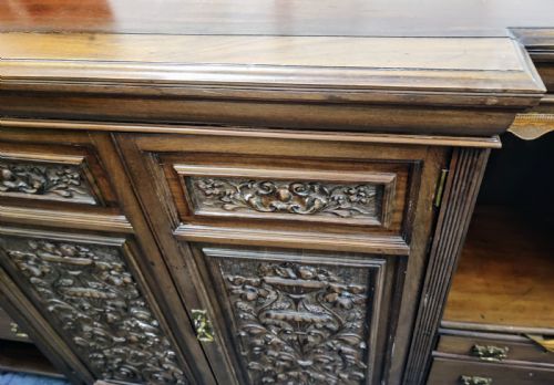 A QUALITY ANTIQUE MAHOGANY CARVED OPEN BOOKCASE - ADDITIONAL PHOTO 5