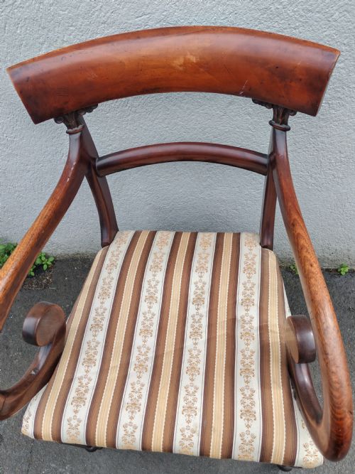 REGENCY MAHOGANY SCROLL ARM DESK CHAIR - ADDITIONAL PHOTO 1