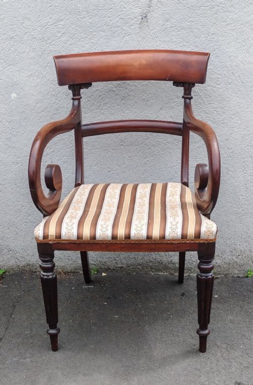 REGENCY MAHOGANY SCROLL ARM DESK CHAIR - ADDITIONAL PHOTO 2