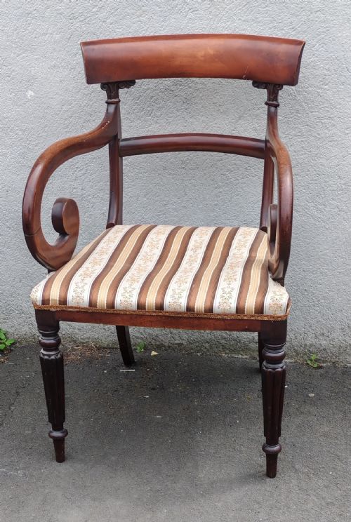 REGENCY MAHOGANY SCROLL ARM DESK CHAIR - ADDITIONAL PHOTO 3