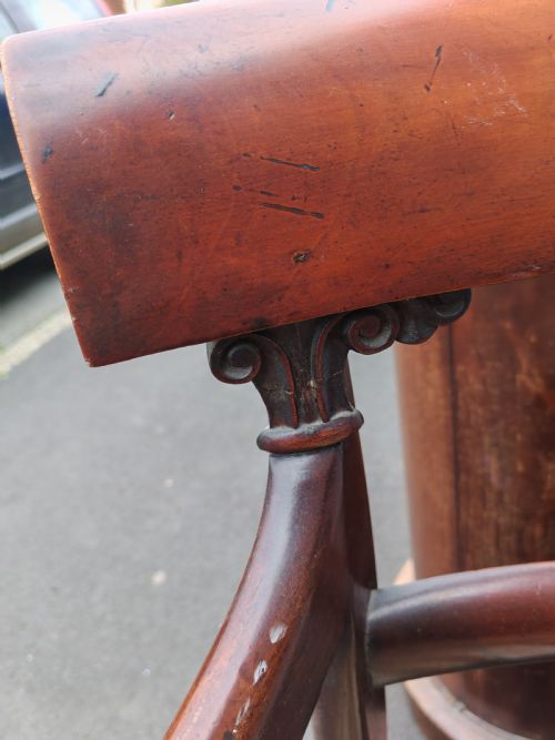 REGENCY MAHOGANY SCROLL ARM DESK CHAIR - ADDITIONAL PHOTO 9