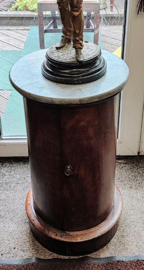 ANTIQUE MAHOGANY CIRCULAR PEDESTAL POT CUPBOARD - ADDITIONAL PHOTO 6