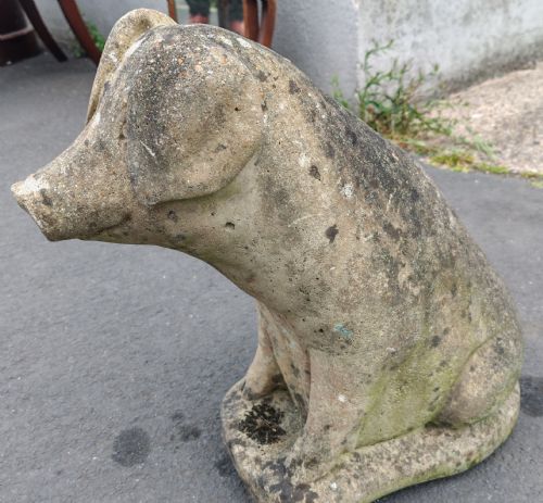 CHARMING WELL WEATHERED STONE PIG - ADDITIONAL PHOTO 4