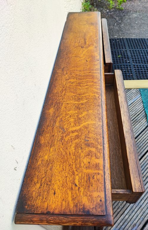 ANTIQUE GOTHIC OAK LOW OPEN BOOKCASE - ADDITIONAL PHOTO 2