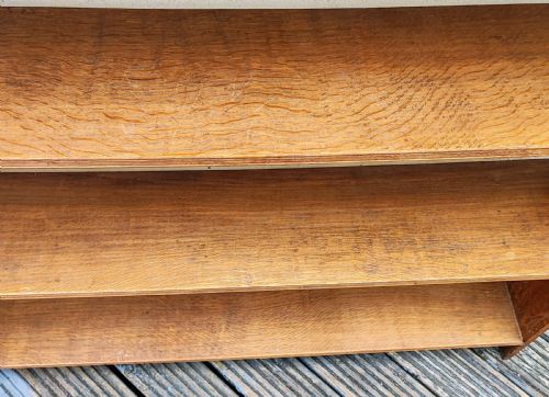 EDWARDIAN GOLDEN OAK OPEN BOOKCASE - ADDITIONAL PHOTO 1