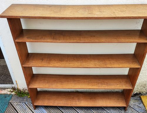 EDWARDIAN GOLDEN OAK OPEN BOOKCASE - ADDITIONAL PHOTO 5