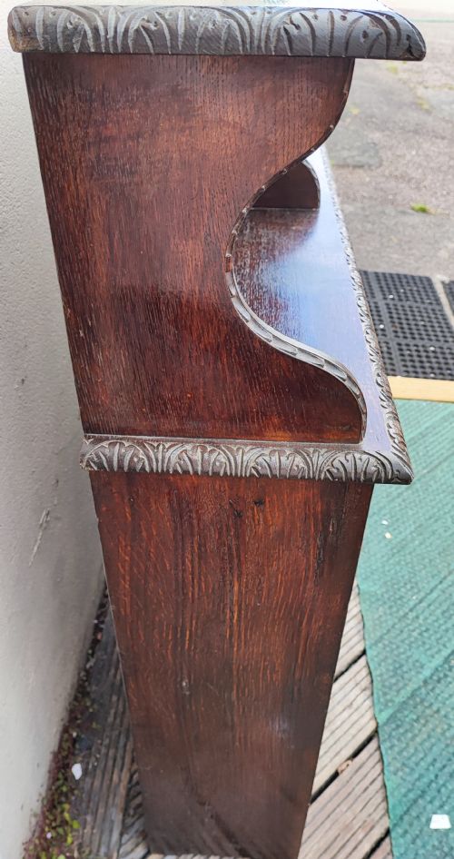 ANTIQUE CARVED OAK OPEN BOOKCASE - ADDITIONAL PHOTO 6