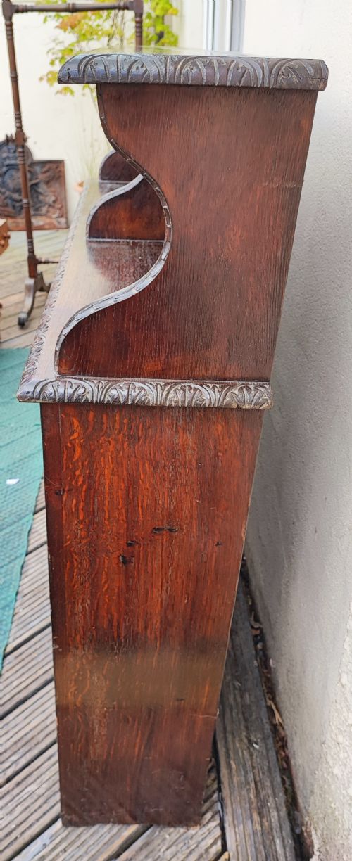 ANTIQUE CARVED OAK OPEN BOOKCASE - ADDITIONAL PHOTO 10