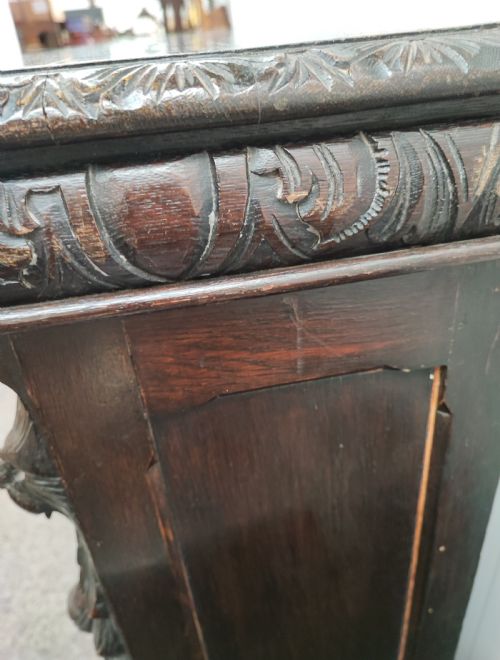 VICTORIAN CARVED OAK OPEN BOOKCASE - ADDITIONAL PHOTO 1
