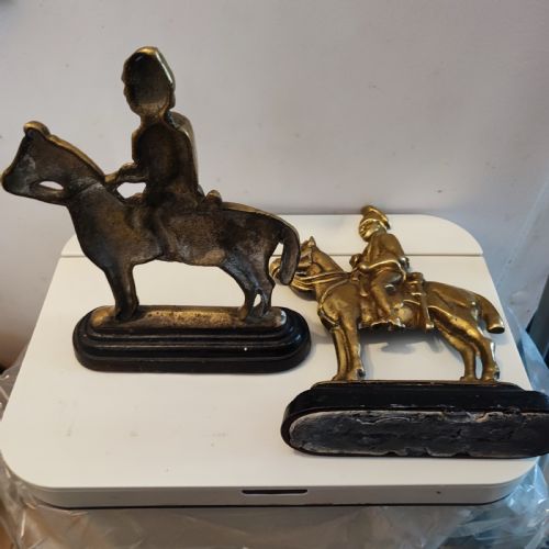 ANTIQUE PAIR OF BRASS MILITARY DOOR STOPS - ADDITIONAL PHOTO 1