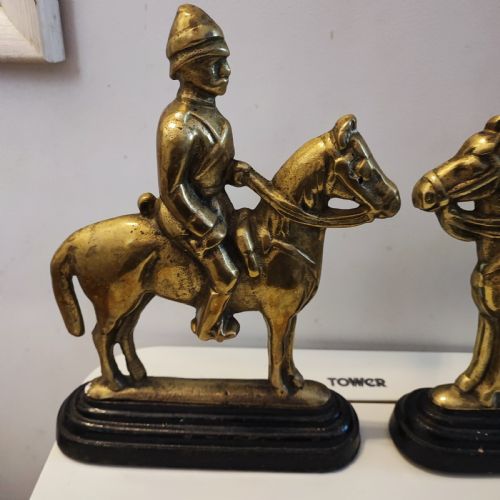 ANTIQUE PAIR OF BRASS MILITARY DOOR STOPS - ADDITIONAL PHOTO 3