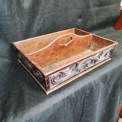 GEORGIAN CARVED OAK CUTLERY TRAY - ADDITIONAL PHOTO 3