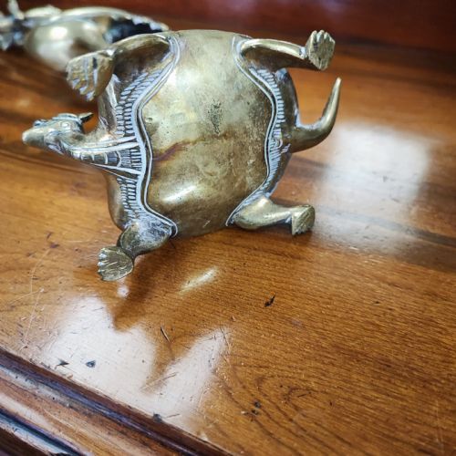 ANTIQUE PAIR OF CHINESE BRASS CANDLE STICKS - ADDITIONAL PHOTO 2