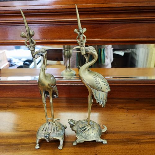 ANTIQUE PAIR OF CHINESE BRASS CANDLE STICKS - ADDITIONAL PHOTO 4