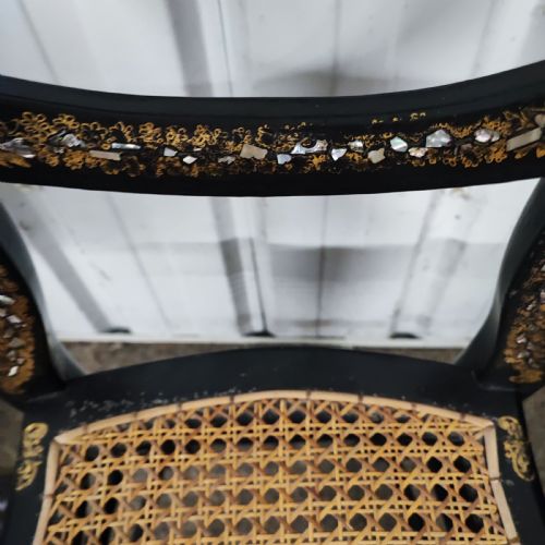 A PRETTY VICTORIAN EBONISIED AND MOTHER OF PEARL INLAID OCCASIONAL CHAIR - ADDITIONAL PHOTO 6