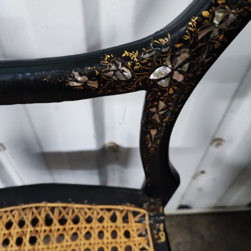 A PRETTY VICTORIAN MOTHER OF PEARL EBONISIED CHAIR - ADDITIONAL PHOTO 3