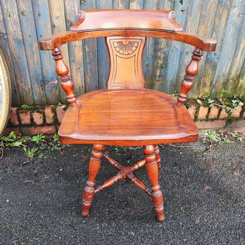 SUPERB ANTIQUE WALNUT REVOLVING CAPTAINS DESK CHAIR - ADDITIONAL PHOTO 6