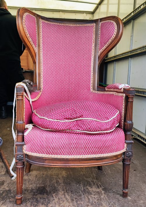 SUPERB FRENCH MAHOGANY WING ARMCHAIR - ADDITIONAL PHOTO 4