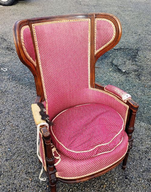 SUPERB FRENCH MAHOGANY WING ARMCHAIR - ADDITIONAL PHOTO 6