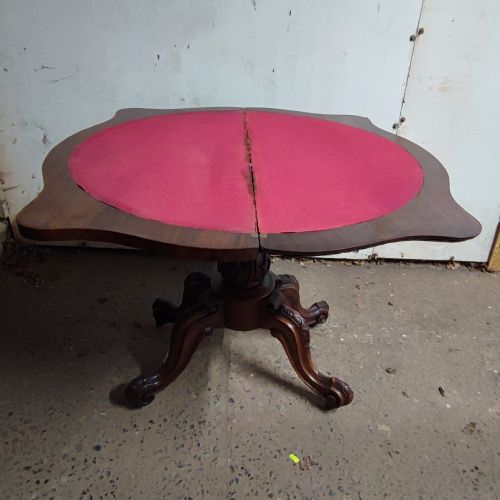 SUPERB BURR WALNUT SHAPED CARD TABLE - ADDITIONAL PHOTO 9
