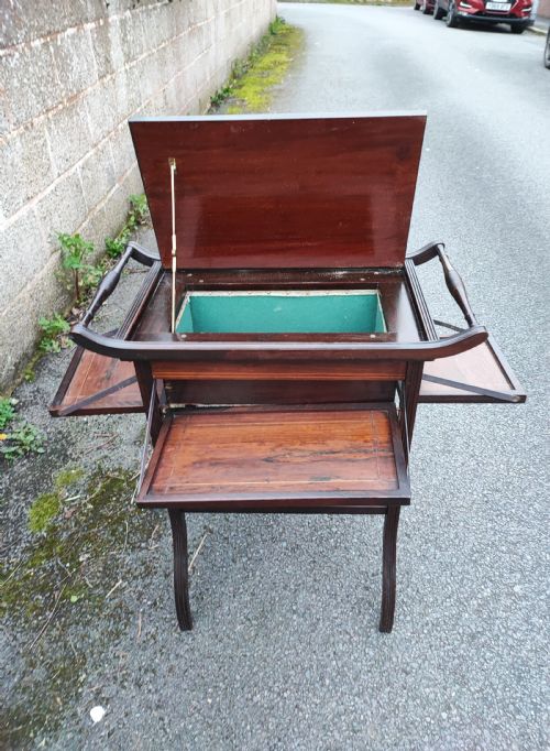 A FINE INLAID ROSEWOOD WORK TABLE - ADDITIONAL PHOTO 6