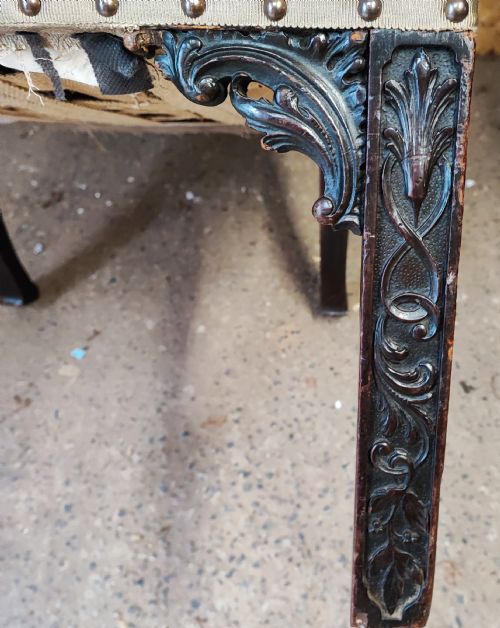 ANTIQUE CARVED MAHOGANY GAINSBOROUGH ARM CHAIR - ADDITIONAL PHOTO 4