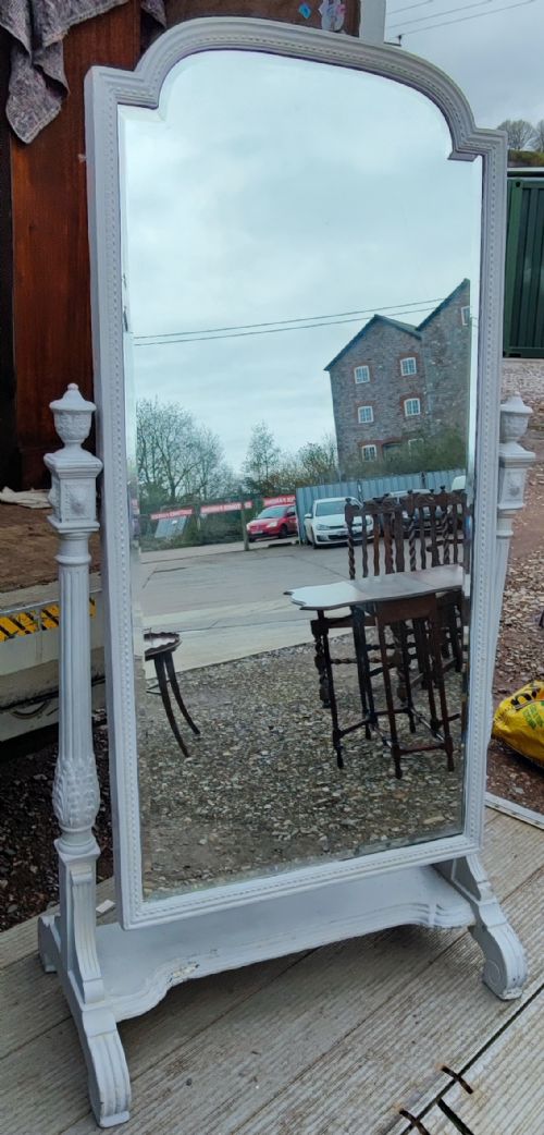 ANTIQUE TALL PAINTED CHEVAL MIRROR - ADDITIONAL PHOTO 4