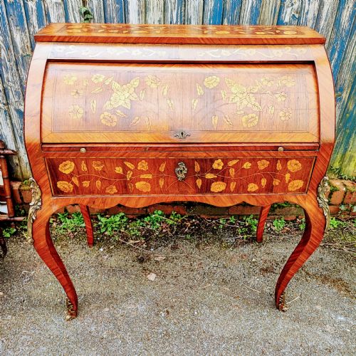 ANTIQUE FRENCH KING WOOD AND MARQUETRY BUREAU - ADDITIONAL PHOTO 4