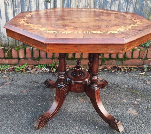 GOOD VICTORIAN MARQUETRY BURR WALNUT CENTRE TABLE - ADDITIONAL PHOTO 2