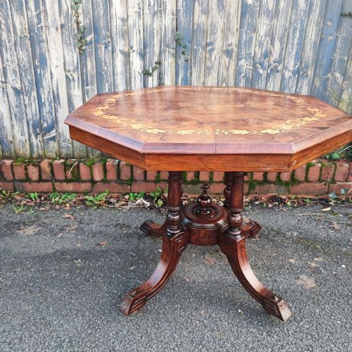 GOOD VICTORIAN MARQUETRY BURR WALNUT CENTRE TABLE - ADDITIONAL PHOTO 3