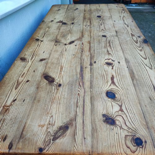 GOOD ANTIQUE PINE DINING TABLE - ADDITIONAL PHOTO 5