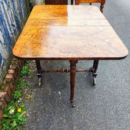 SUPERB VICTORIAN BURR WALNUT SUTHERLAND TABLE - ADDITIONAL PHOTO 1