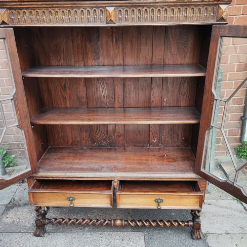 FINE ANTIQUE JACOBEAN STYLE CABINET OR BOOKCASE - ADDITIONAL PHOTO 5