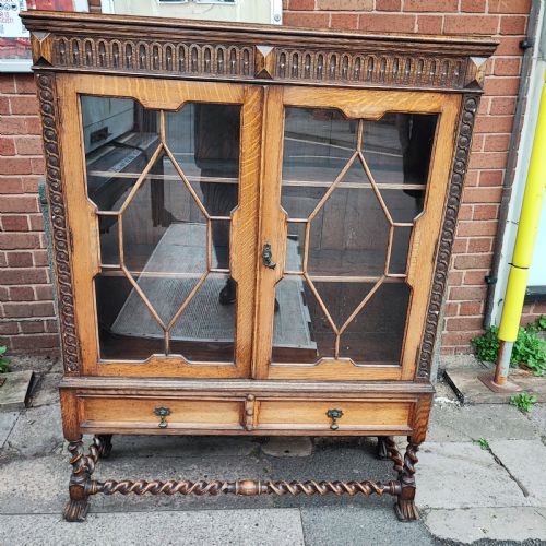 FINE ANTIQUE JACOBEAN STYLE CABINET OR BOOKCASE - ADDITIONAL PHOTO 7