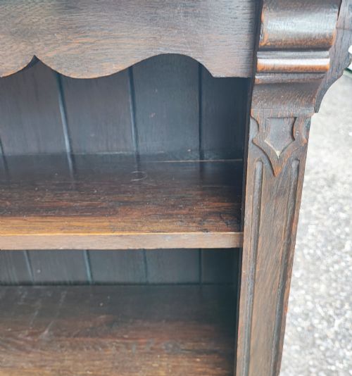 EDWARDIAN SOLID OAK OPEN BOOKCASE - ADDITIONAL PHOTO 4