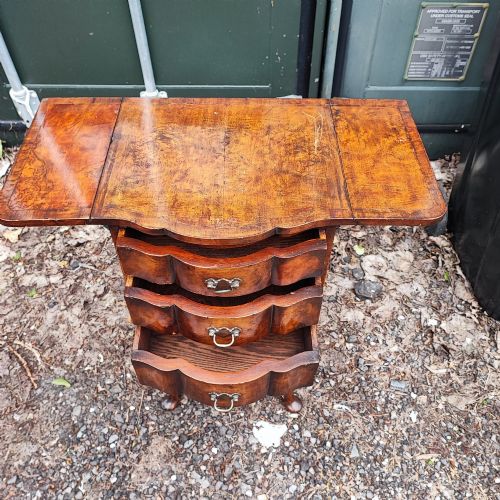 ANTIQUE SHAPED WALNUT BEDSIDE CABINET - ADDITIONAL PHOTO 2