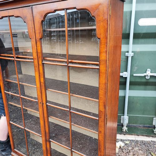 QUALITY ANTIQUE WALNUT TWO DOOR BOOKCASE - ADDITIONAL PHOTO 5