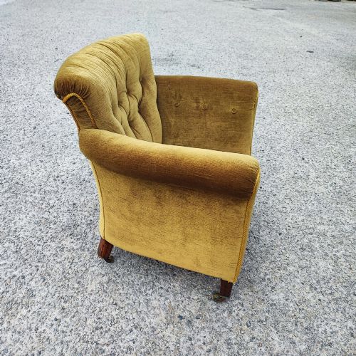 VICTORIAN MAHOGANY UPHOLSTERED ARM CHAIR IN THE STYLE OF HOWARD'S - ADDITIONAL PHOTO 1