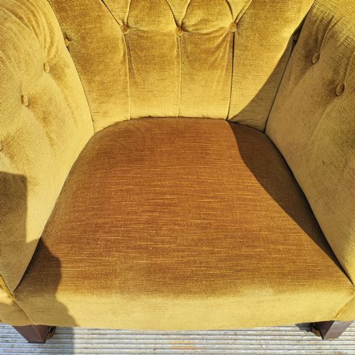 VICTORIAN MAHOGANY UPHOLSTERED ARM CHAIR IN THE STYLE OF HOWARD'S - ADDITIONAL PHOTO 5