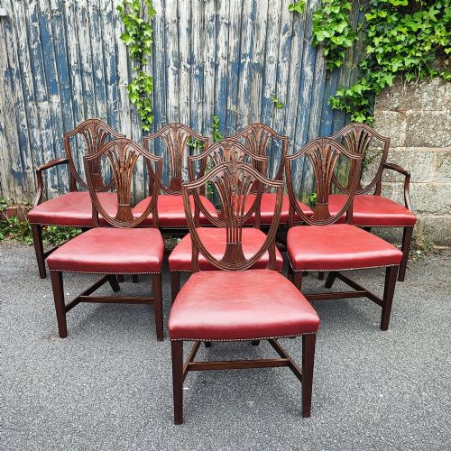 ANTIQUE SET OF 8 WHEAT SHEAF BACK MAHOGANY DINING CHAIRS IN THE GEORGIAN TASTE - ADDITIONAL PHOTO 6