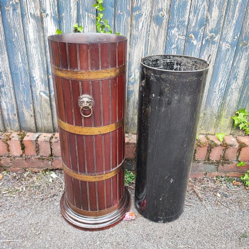 SUPERB ANTIQUE MAHOGANY AND BRASS STICK OR UMBRELLA STAND - ADDITIONAL PHOTO 3