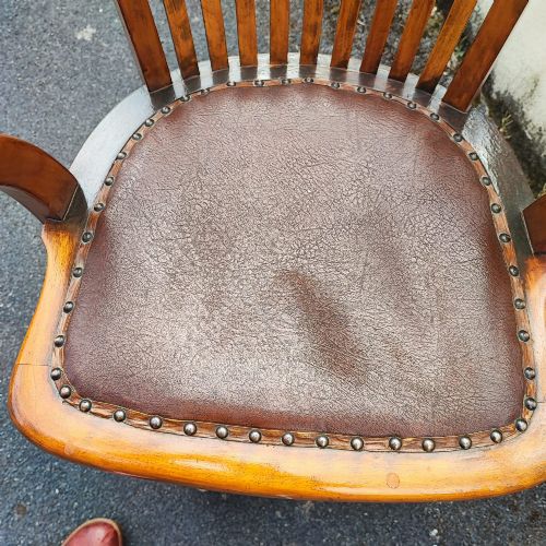 A QUALITY ANTIQUE MAHOGANY DESK CHAIR BY LONDON MAKER - ADDITIONAL PHOTO 7