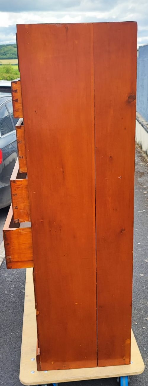 AN ANTIQUE TALL PINE CHEST OF DRAWERS - ADDITIONAL PHOTO 2
