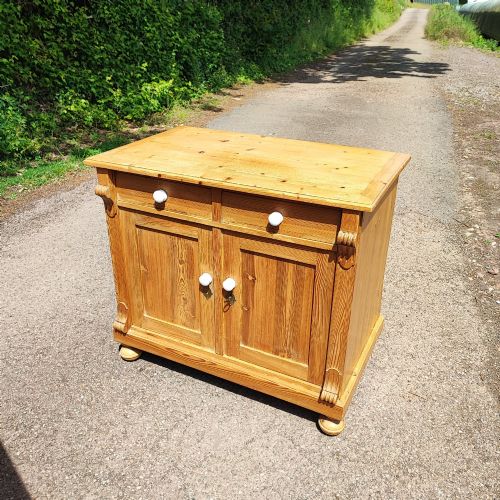 ANTIQUE STRIPPED PINE 2 DOOR SIDE CABINET - ADDITIONAL PHOTO 1