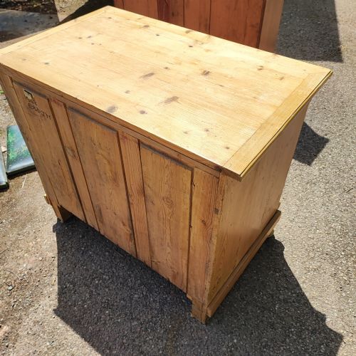 ANTIQUE STRIPPED PINE 2 DOOR SIDE CABINET - ADDITIONAL PHOTO 6