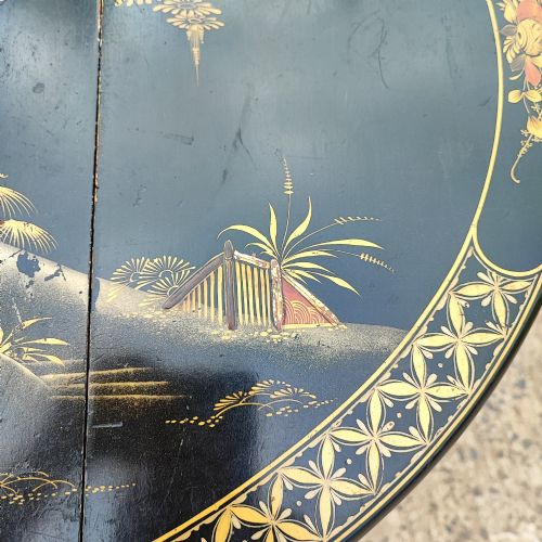 GOOD ANTIQUE LACQUERED AND JAPANNED LAMP SIDE TABLE - ADDITIONAL PHOTO 6
