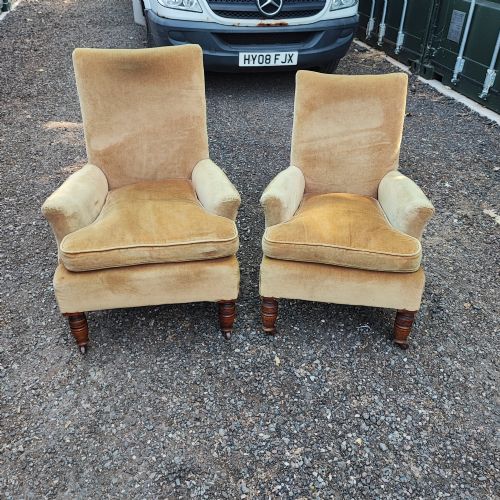 A PAIR OF VICTORIAN WALNUT UPHOLSTERED ARM CHAIRS - ADDITIONAL PHOTO 7