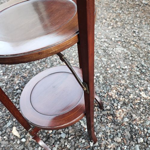 AN EDWARDIAN INLAID 3TIER CAKE STAND - ADDITIONAL PHOTO 1