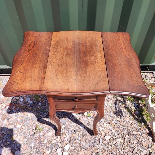 ANTIQUE ROSEWOOD DROP LEAF BEDSIDE TABLE - ADDITIONAL PHOTO 6