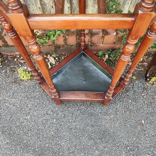 UNUSUAL VICTORIAN MAHOGANY CORNER STICK AND UMBRELLA STAND - ADDITIONAL PHOTO 2